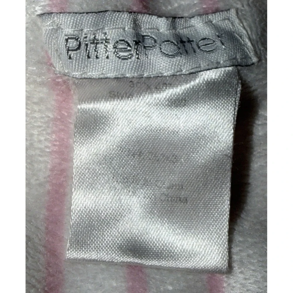 Pitter Patter Pink White Bear‎ Baby Blanket Lovey 30x38 White Pink Stripped